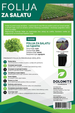 Malč folija za salatu 2,5m x 50m 20mic 25x25cm Dolomite